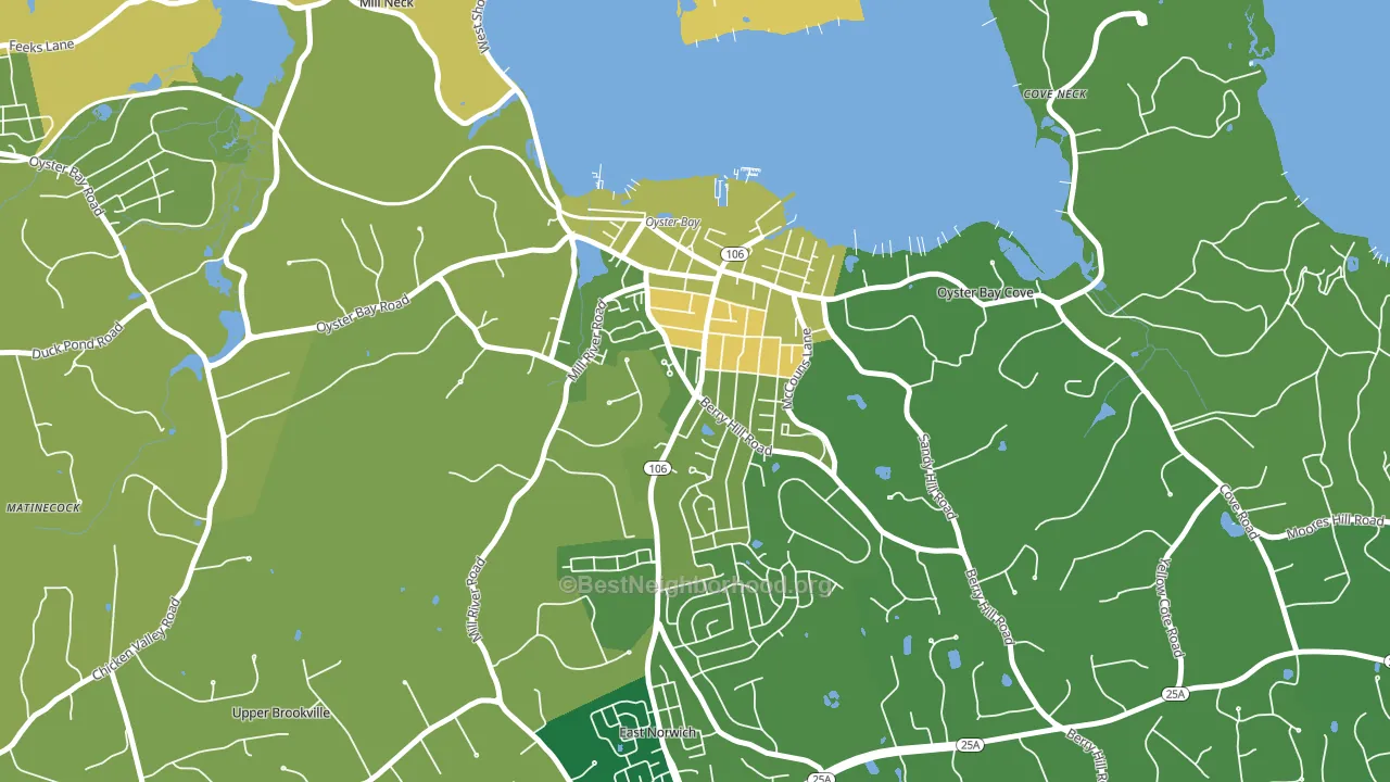 Oyster Bay, NY block-group voter-turnout map