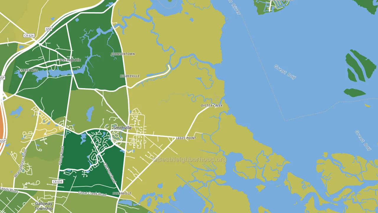Oyster Creek, NJ block-group voter-turnout map