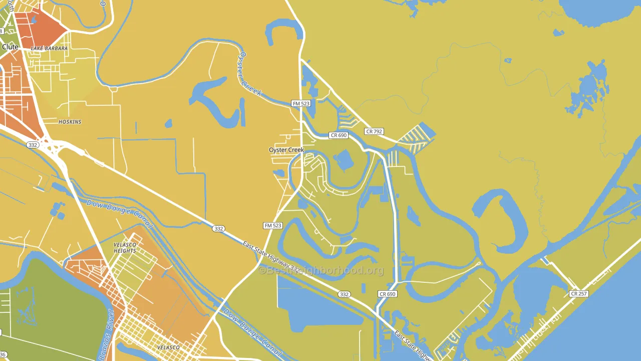 Oyster Creek, TX block-group voter-turnout map