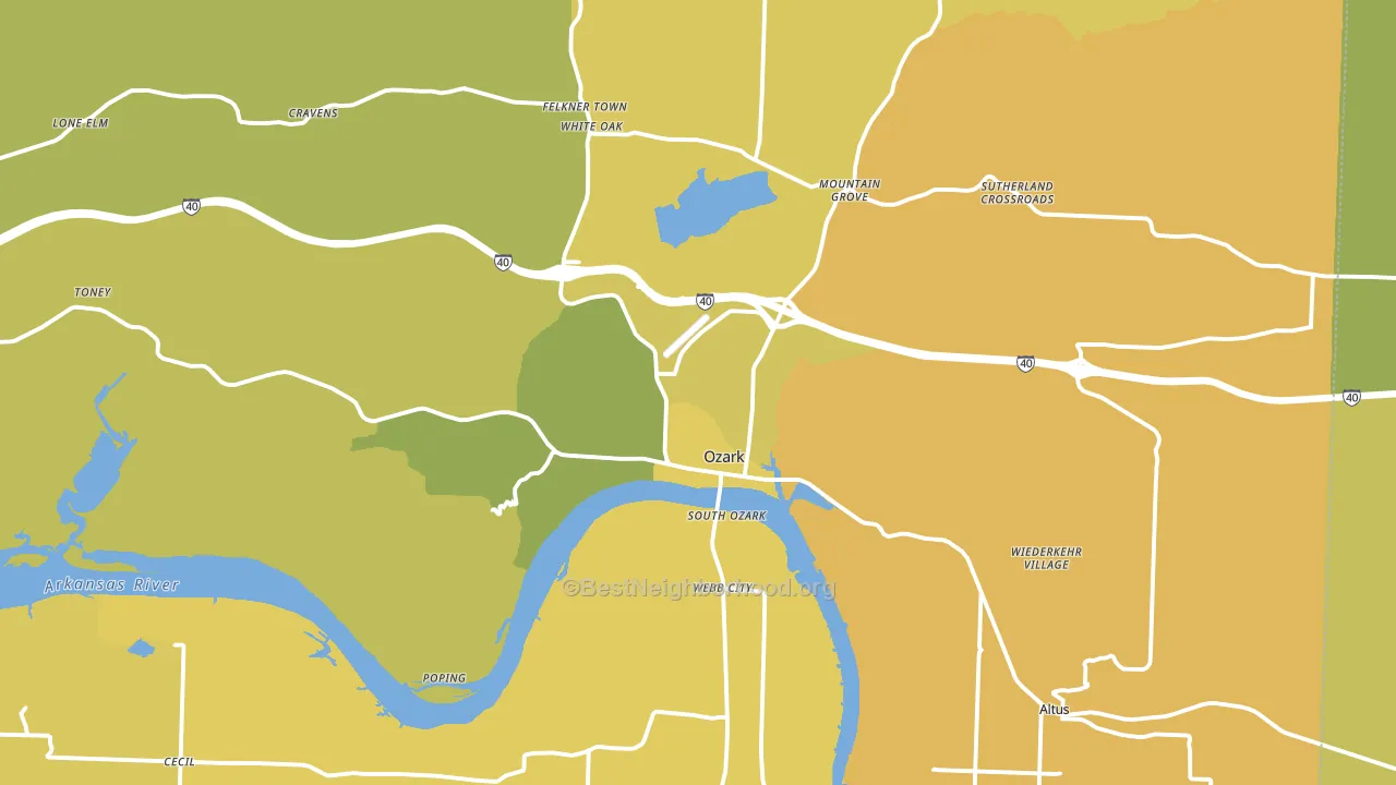 Ozark, AR block-group voter-turnout map