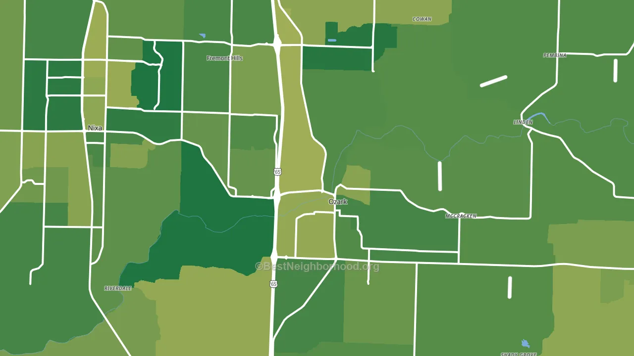 Ozark, MO block-group voter-turnout map
