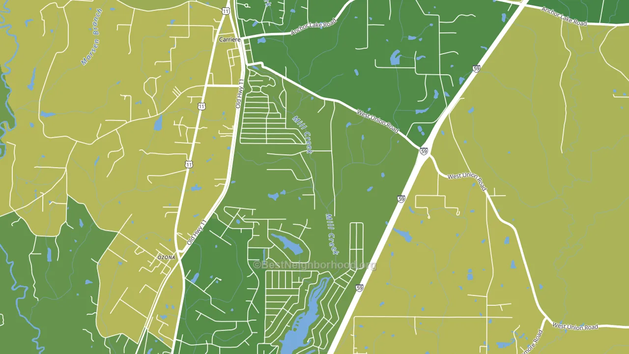 Ozona, MS block-group voter-turnout map