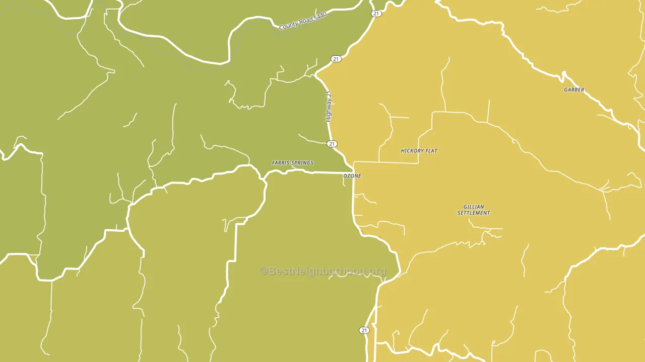 Ozone, AR block-group voter-turnout map