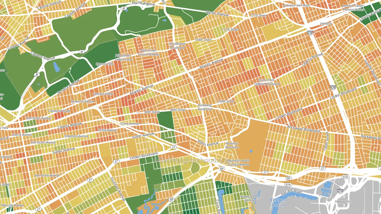 Ozone Park, Queens, NY block-group voter-turnout map