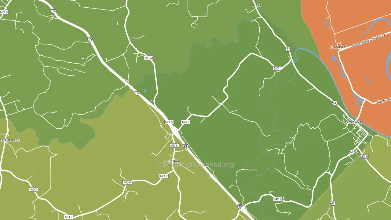 Ozora, MO block-group voter-turnout map