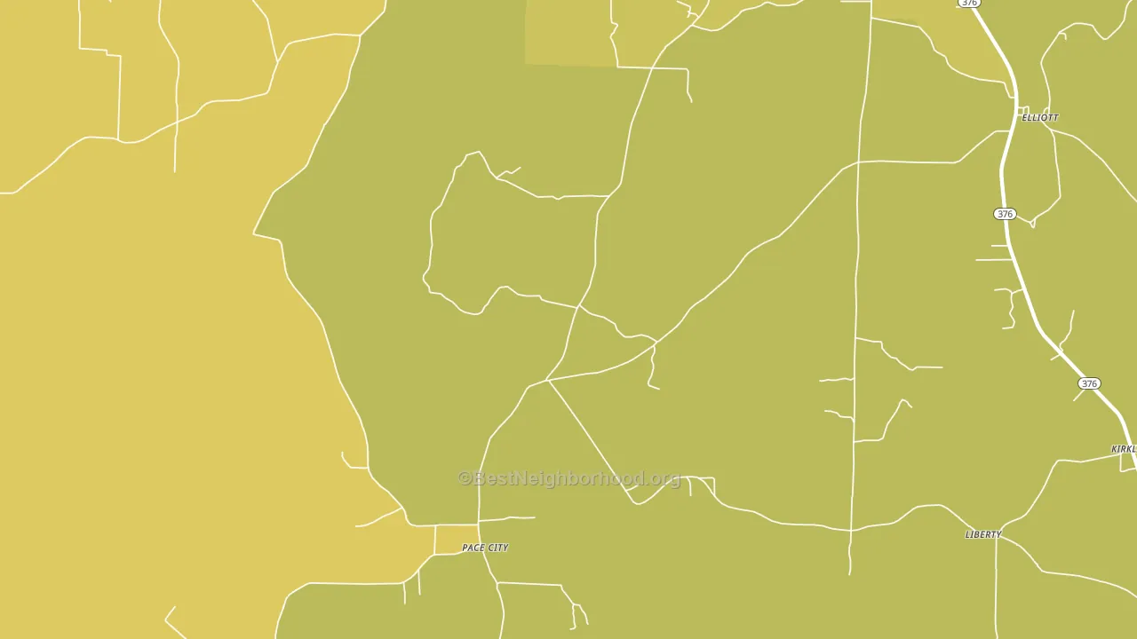 Pace City, AR block-group voter-turnout map