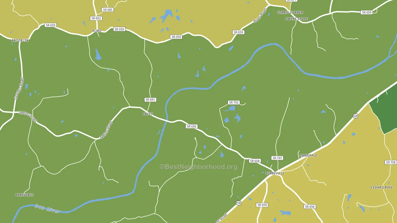Paces, VA block-group voter-turnout map