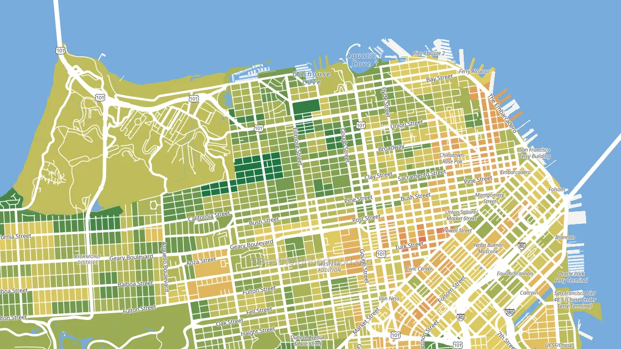 Pacific Heights, San Francisco, CA block-group voter-turnout map