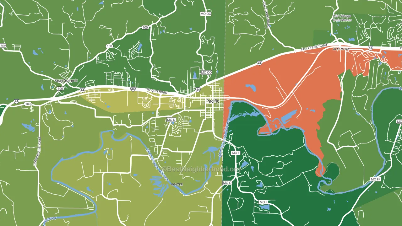 Pacific, MO block-group voter-turnout map
