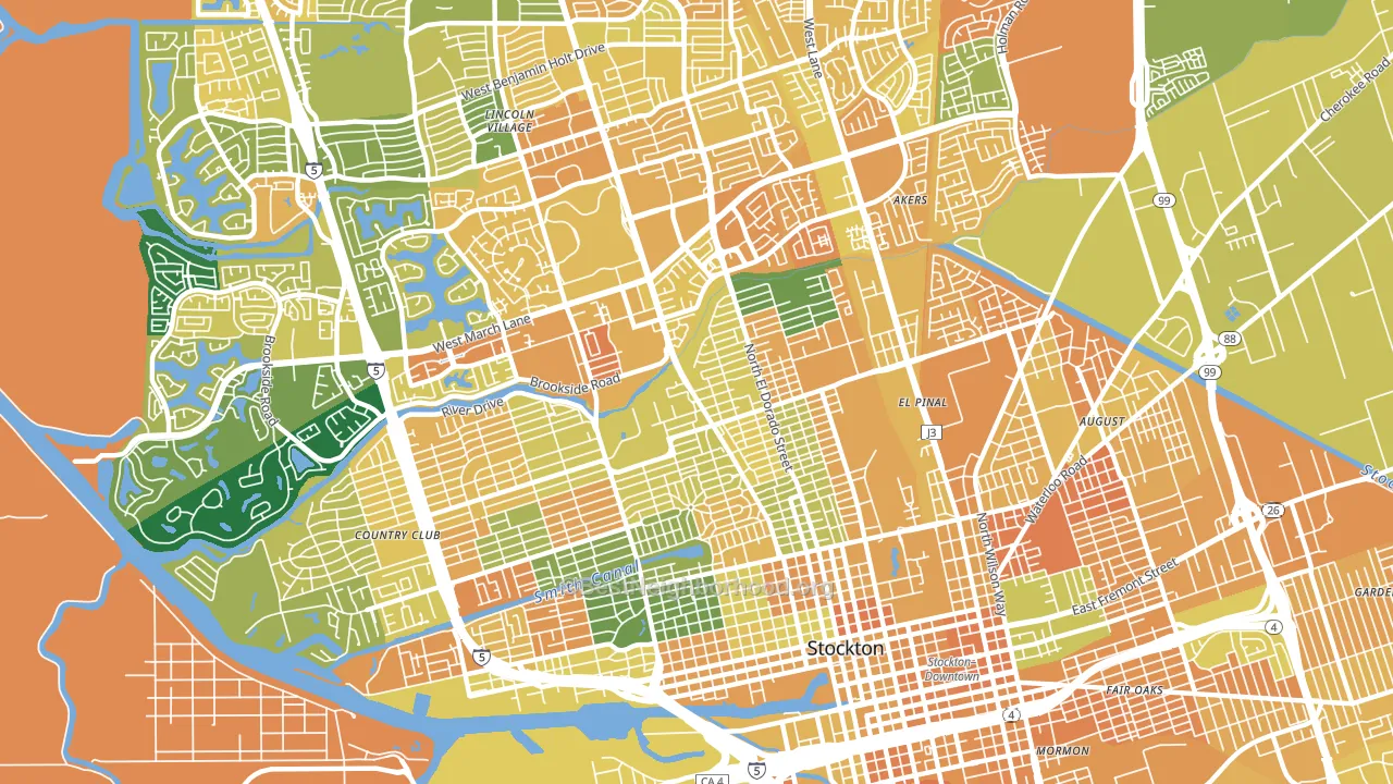 Pacific, Stockton, CA block-group voter-turnout map