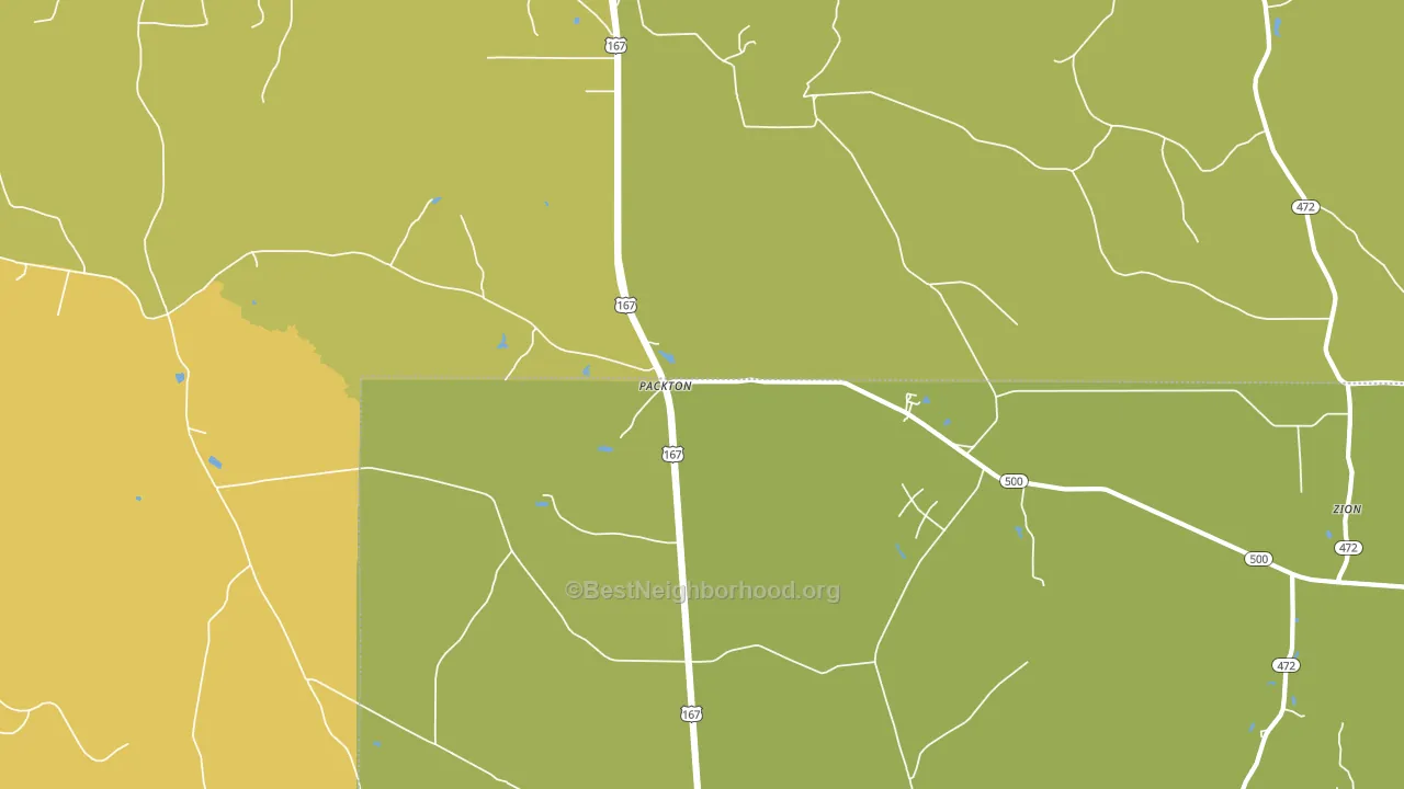 Packton, LA block-group voter-turnout map