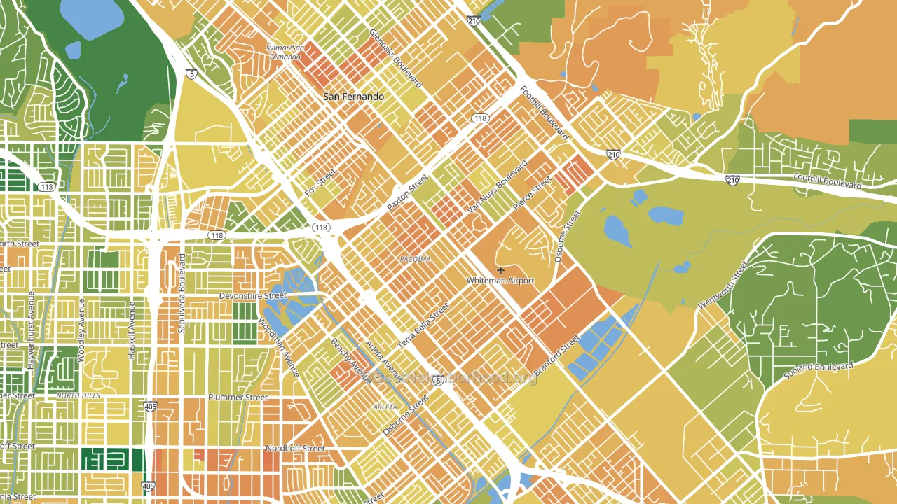 Pacoima, CA block-group voter-turnout map