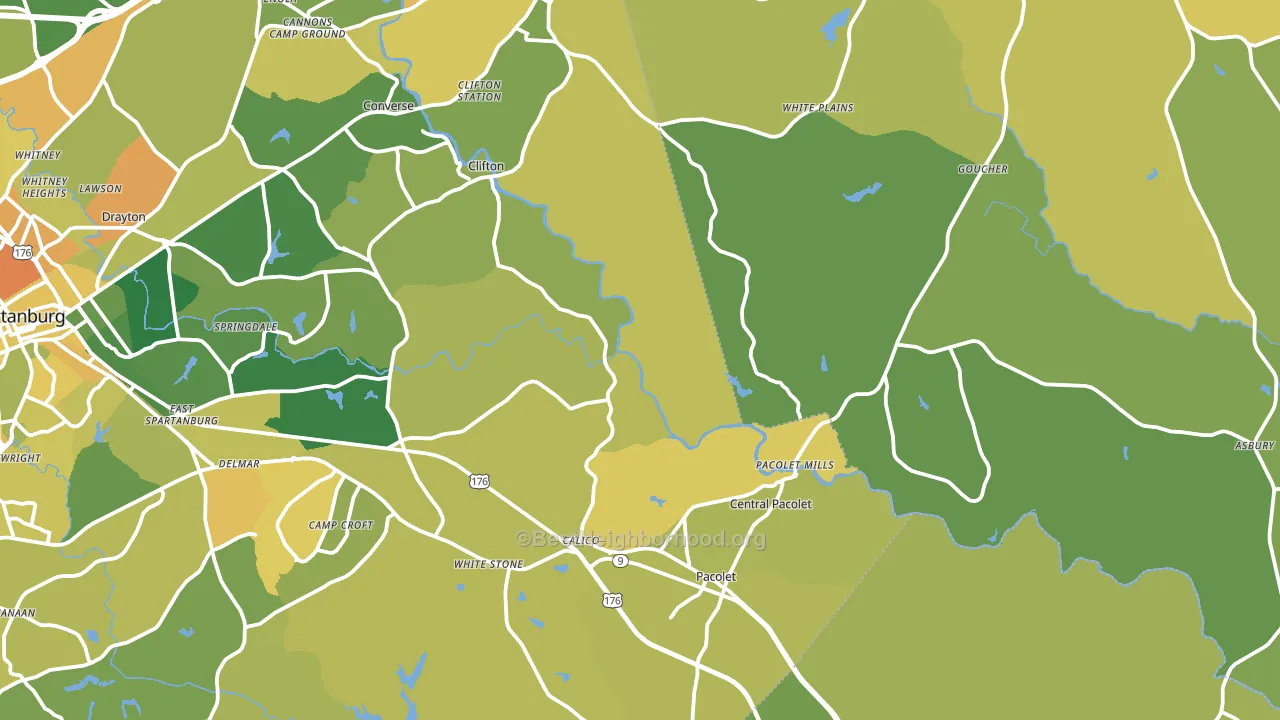Pacolet Mills, SC block-group voter-turnout map