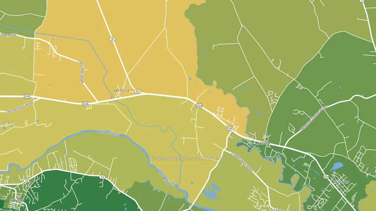 Pactolus, NC block-group voter-turnout map