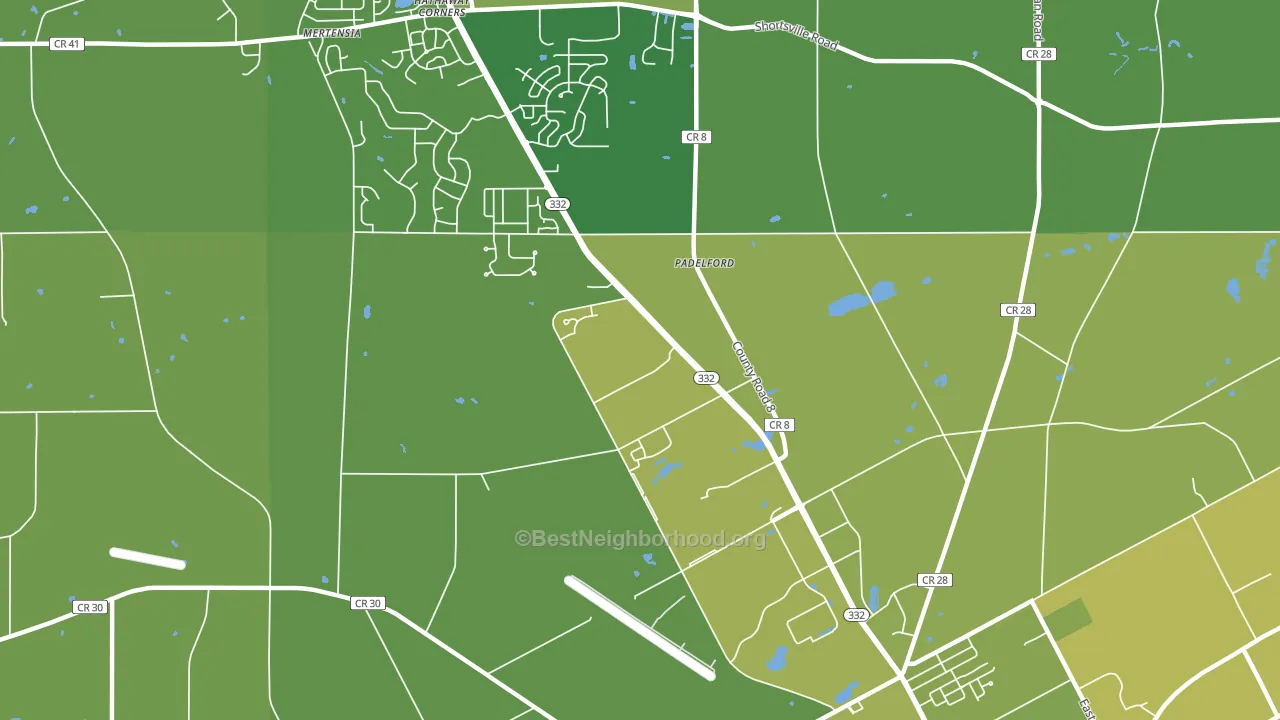 Padelford, NY block-group voter-turnout map