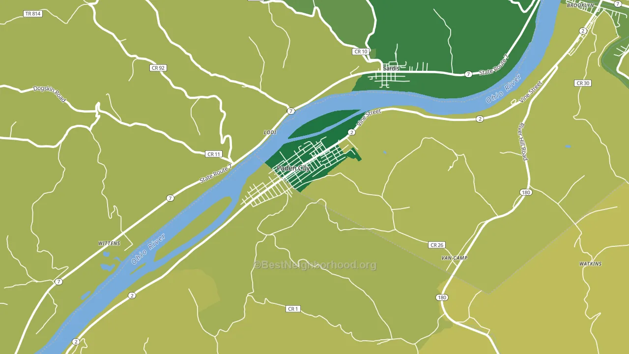 Paden City, WV block-group voter-turnout map