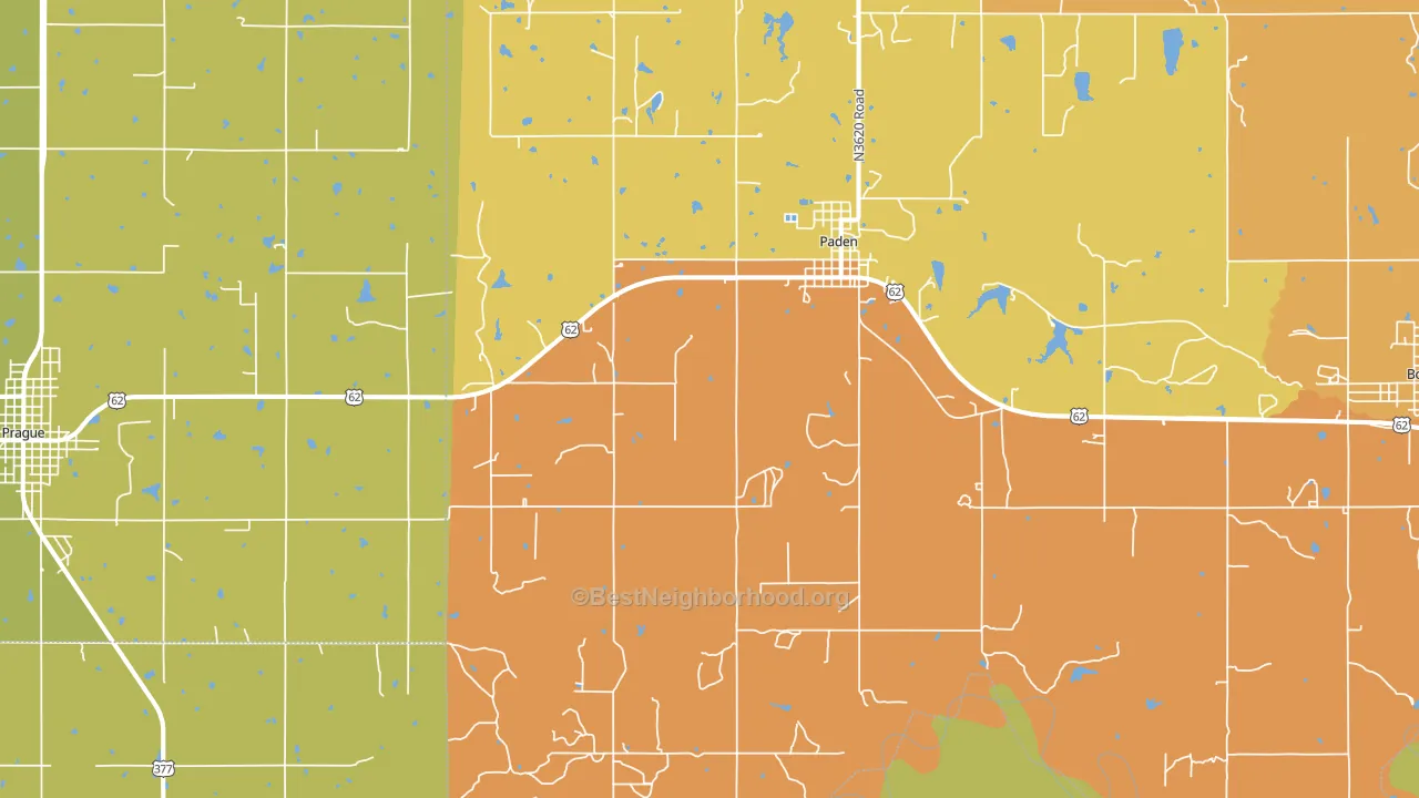 Paden, OK block-group voter-turnout map