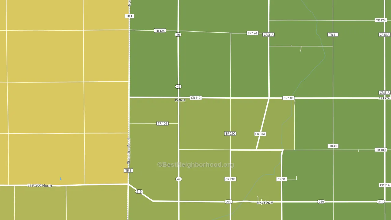 Padua, OH block-group voter-turnout map