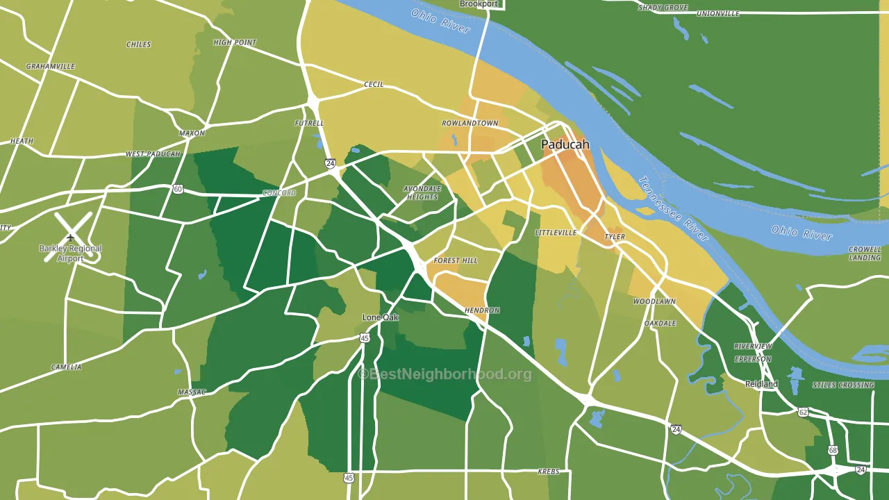 Paducah, KY block-group voter-turnout map