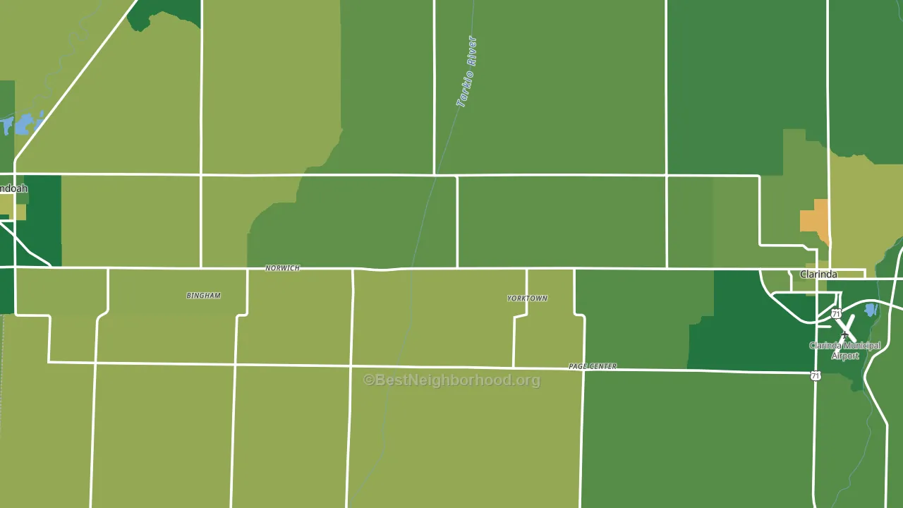 Page County, IA block-group voter-turnout map