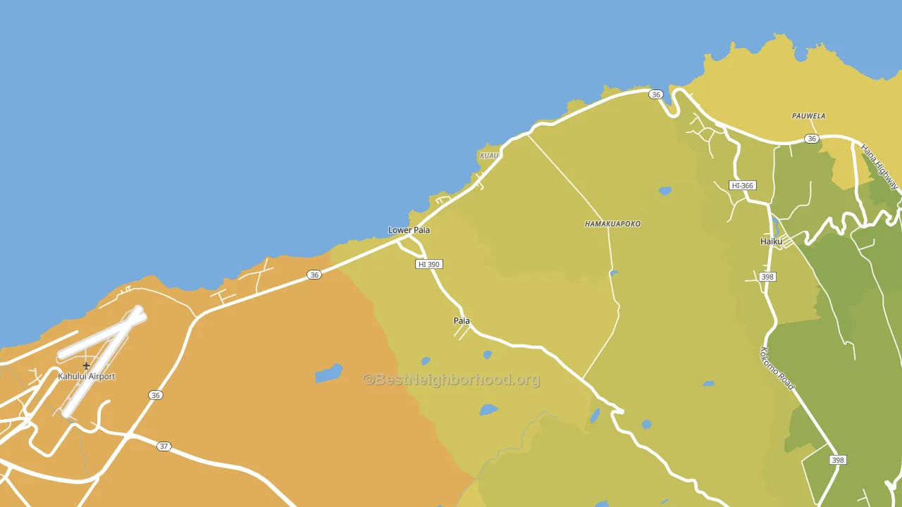 Paia, HI block-group voter-turnout map