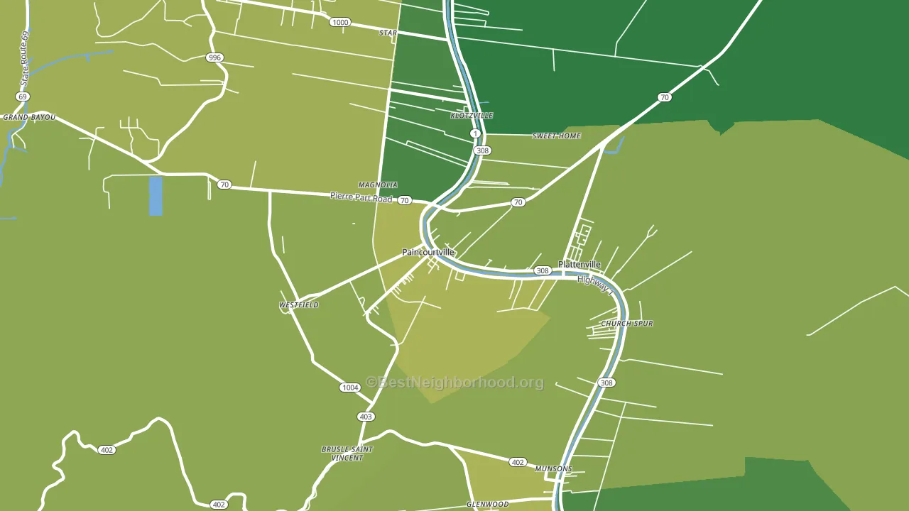 Paincourtville, LA block-group voter-turnout map