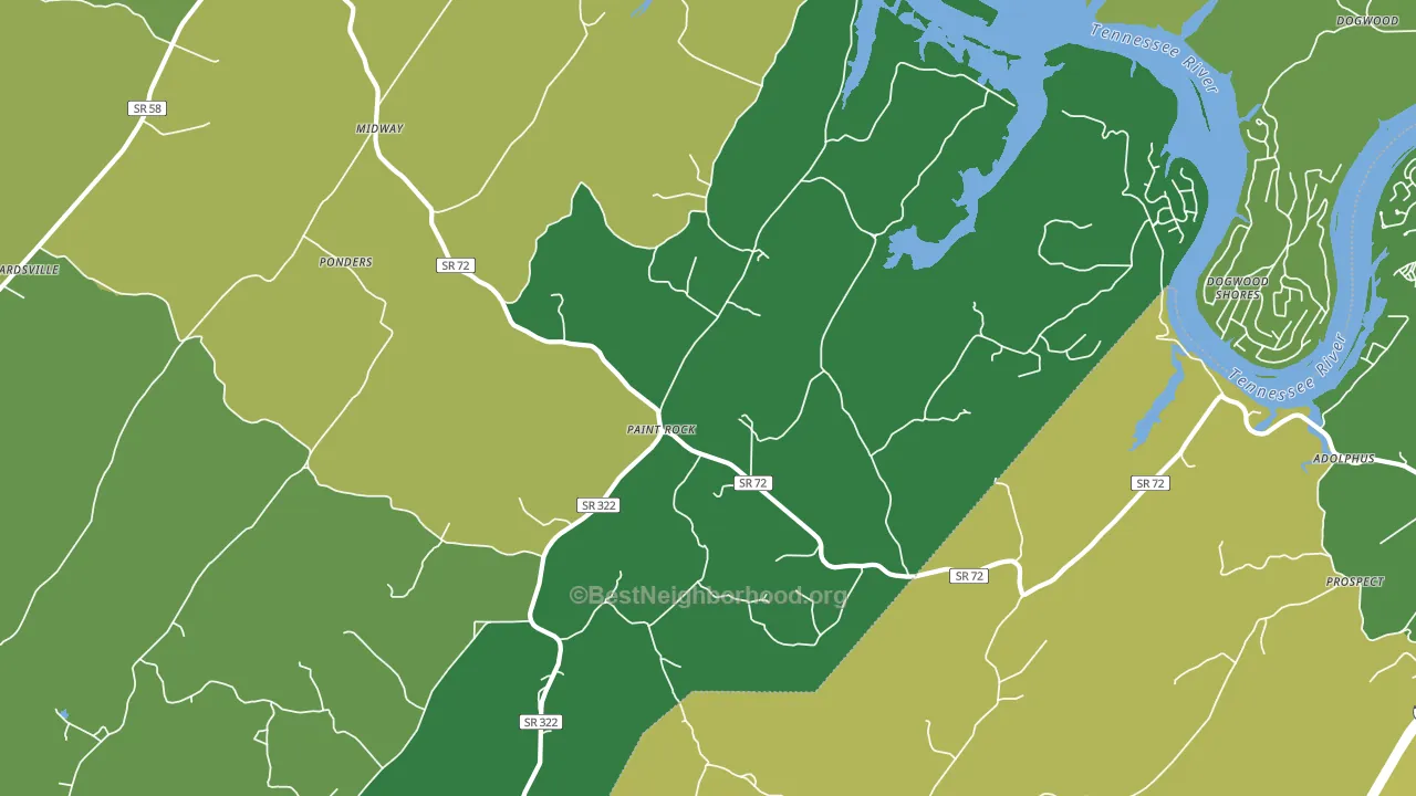 Paint Rock, TN block-group voter-turnout map