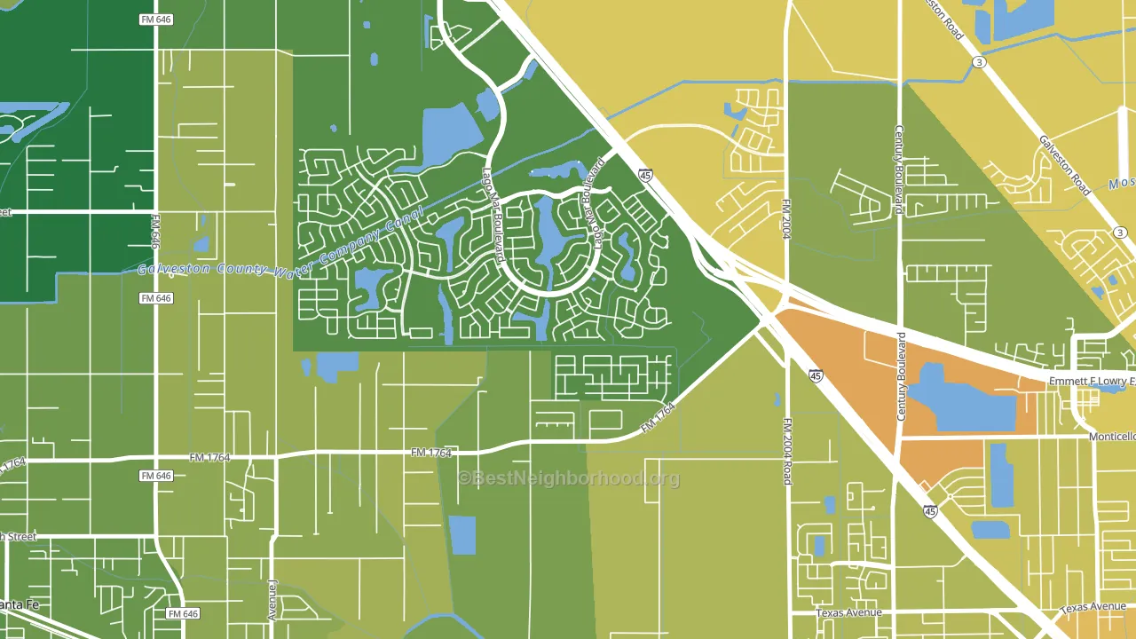 Painted Meadows, Santa Fe, TX block-group voter-turnout map