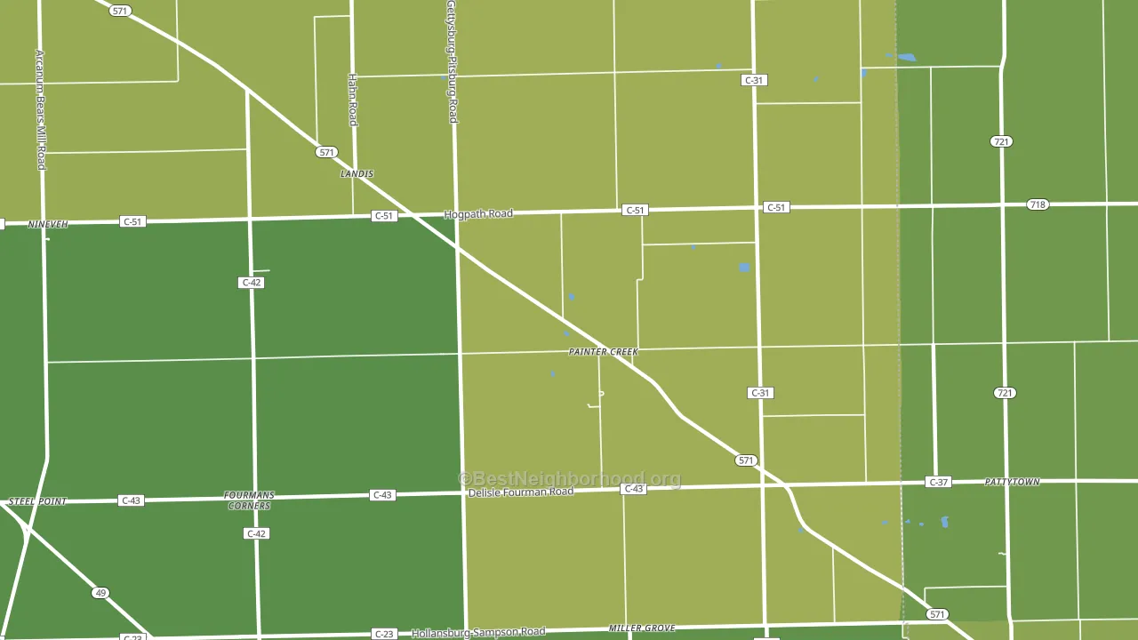 Painter Creek, OH block-group voter-turnout map