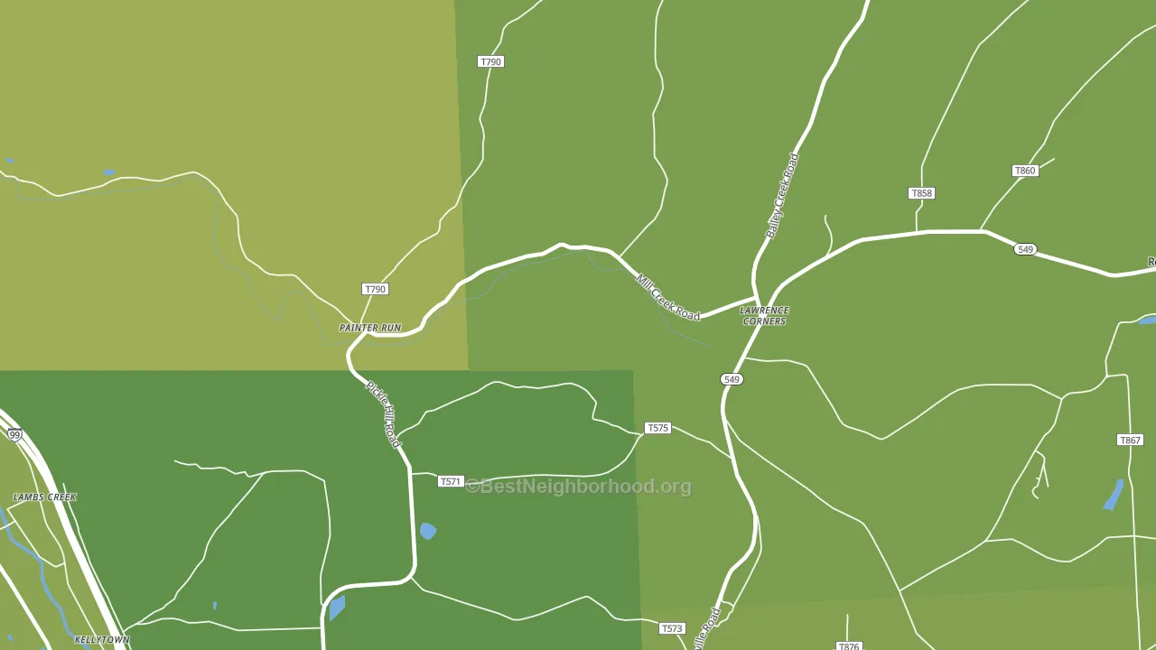 Painter Run, PA block-group voter-turnout map