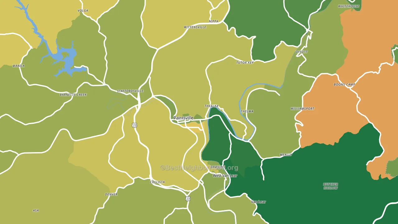Paintsville, KY block-group voter-turnout map