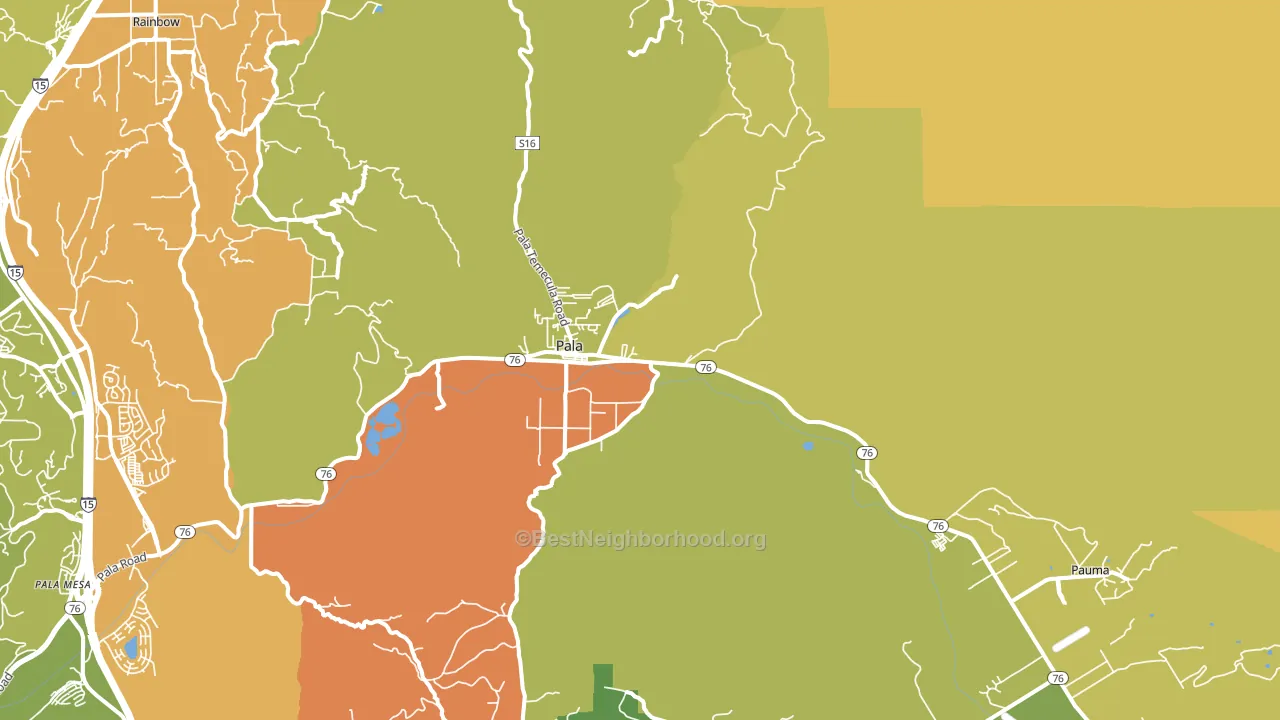 Pala, CA block-group voter-turnout map