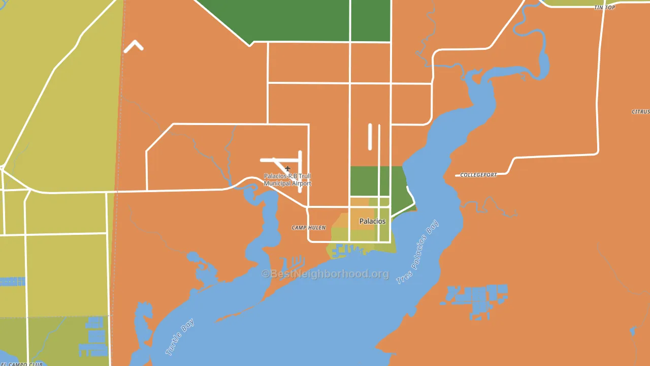 Palacios, TX block-group voter-turnout map