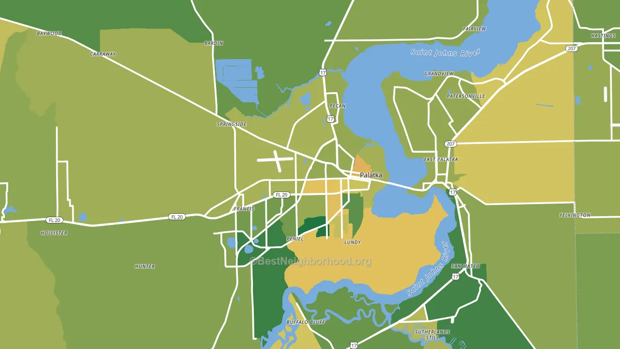 Palatka, FL block-group voter-turnout map