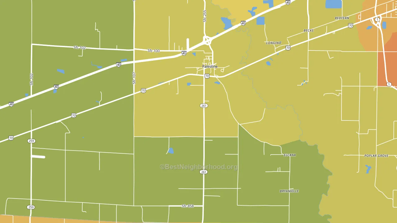 Palestine, AR block-group voter-turnout map