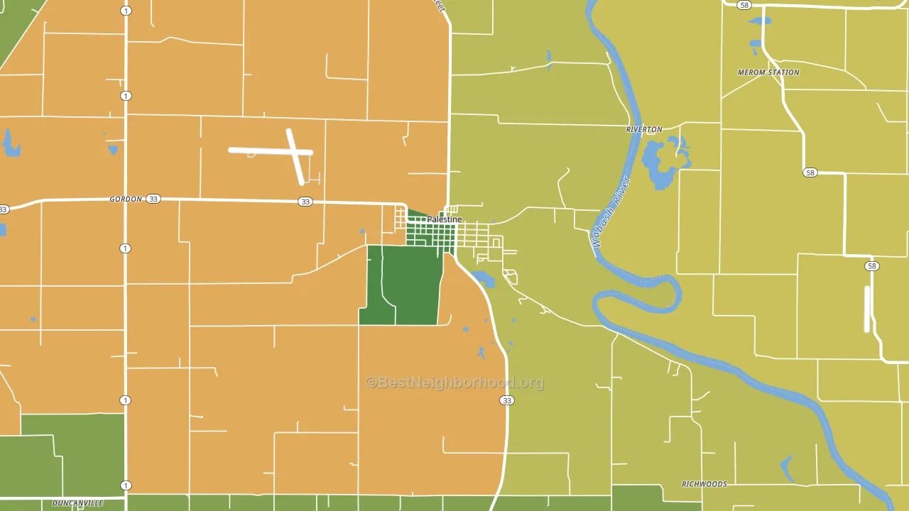Palestine, IL block-group voter-turnout map
