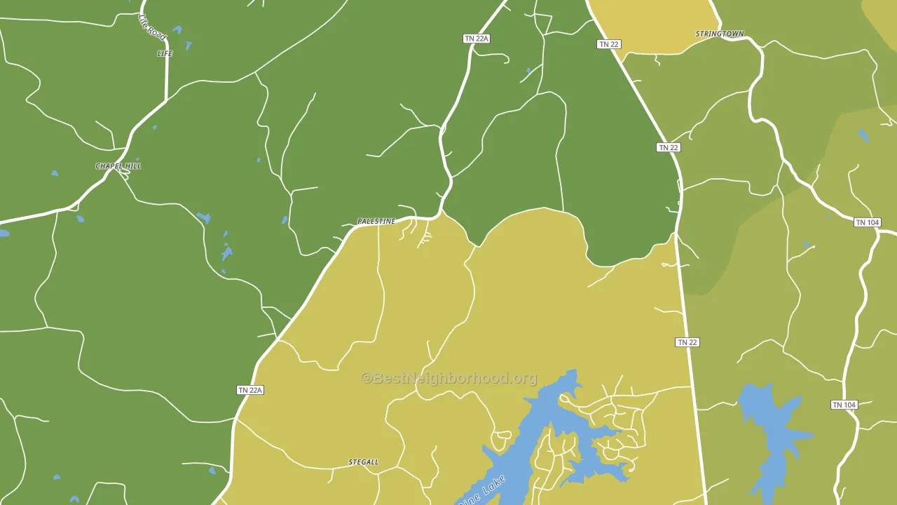 Palestine, TN block-group voter-turnout map