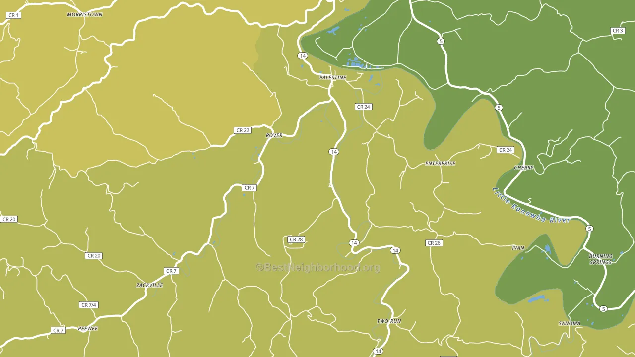Palestine, WV block-group voter-turnout map