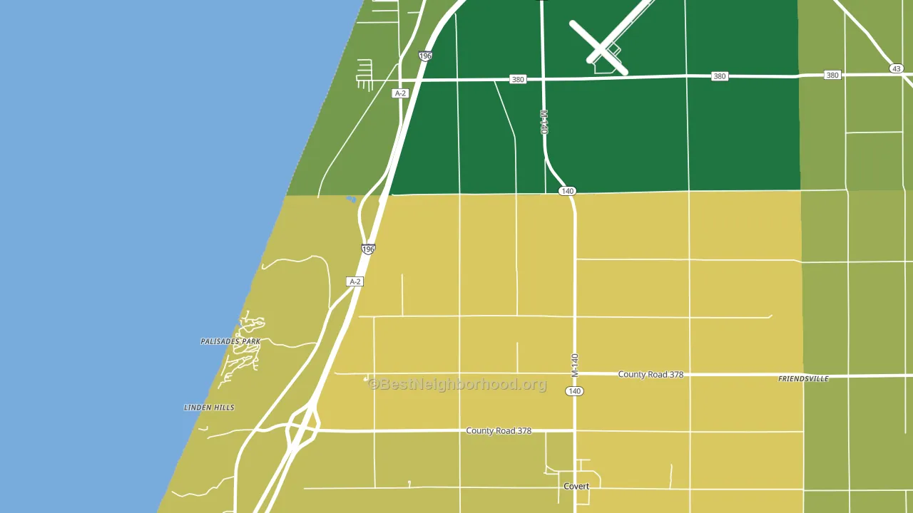 Palisades Park, MI block-group voter-turnout map