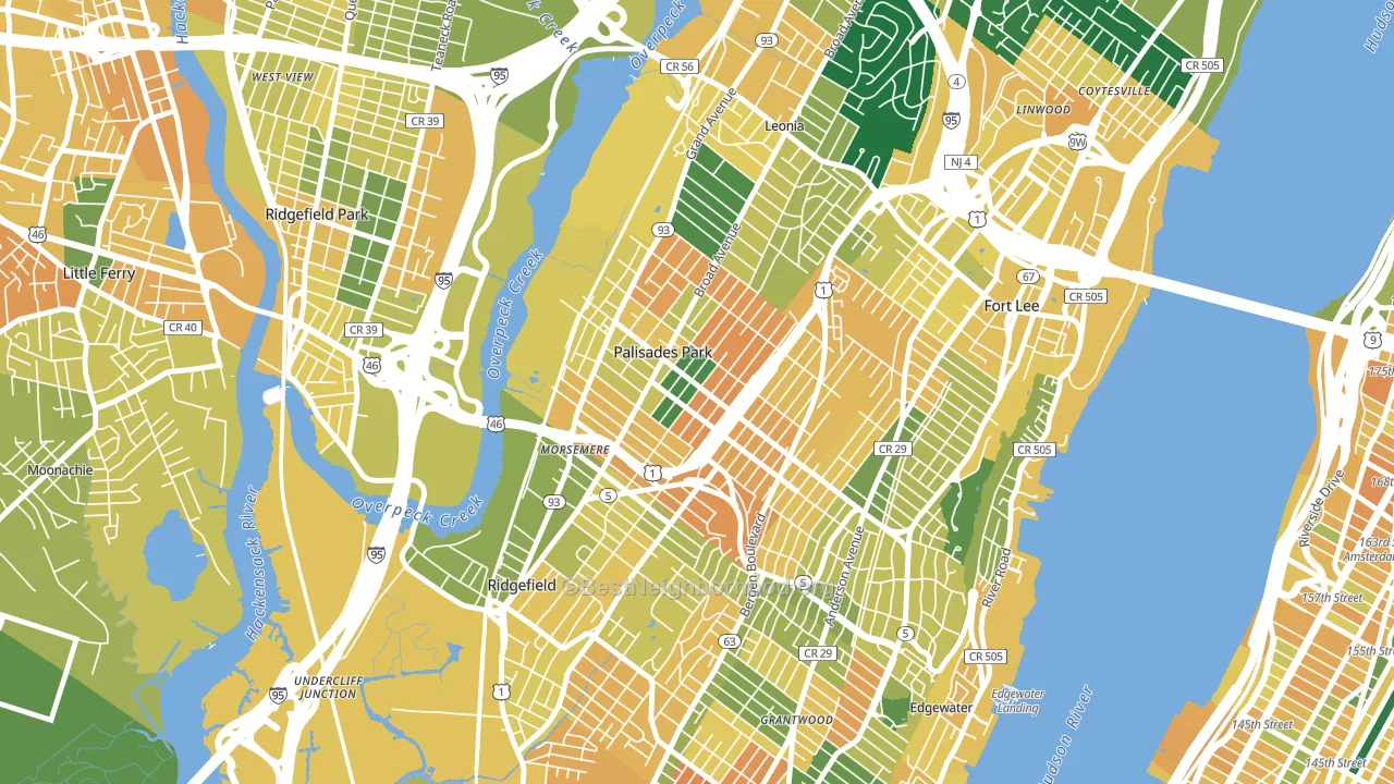 Palisades Park, NJ block-group voter-turnout map