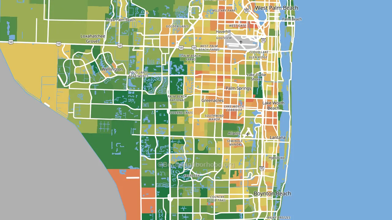 Palm Beach County, FL block-group voter-turnout map
