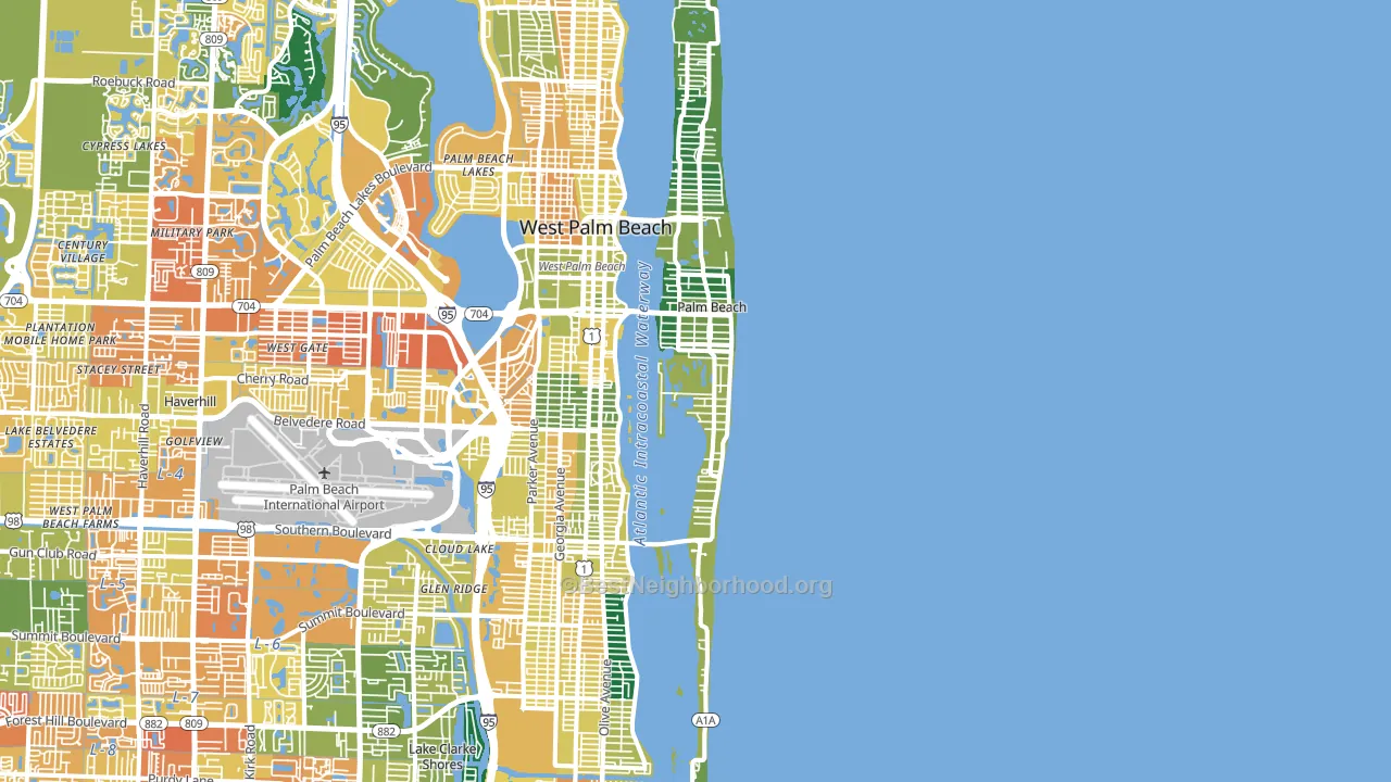 Palm Beach, FL block-group voter-turnout map