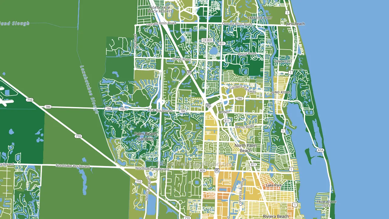 Palm Beach Gardens, FL block-group voter-turnout map