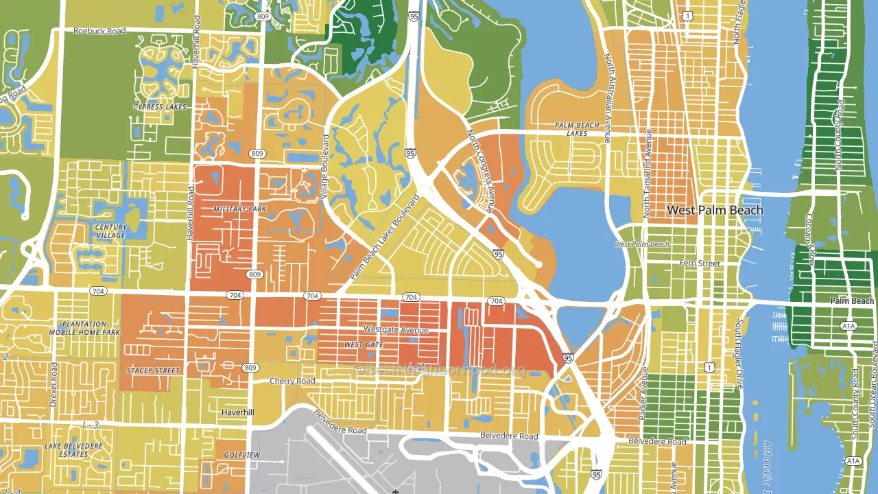 Palm Beach Lakes, West Palm Beach, FL block-group voter-turnout map