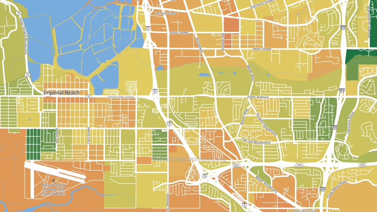 Palm City, San Diego, CA block-group voter-turnout map