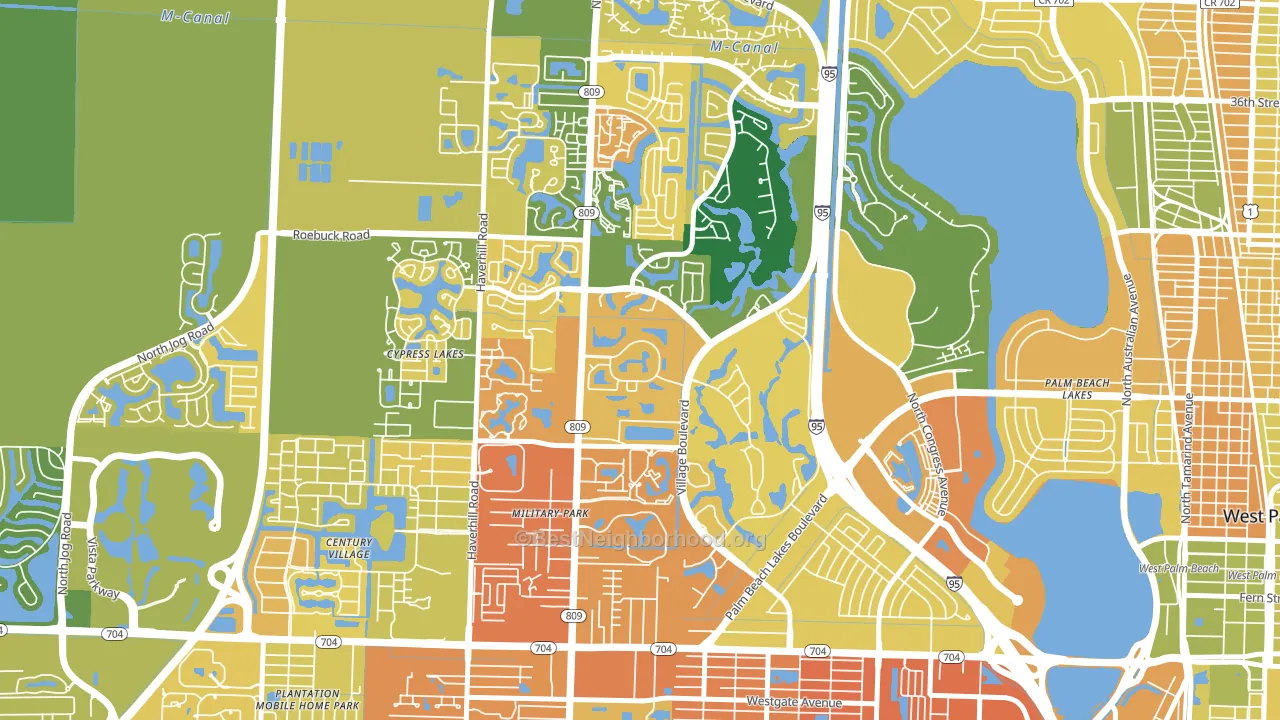 Palm Club Village, West Palm Beach, FL block-group voter-turnout map