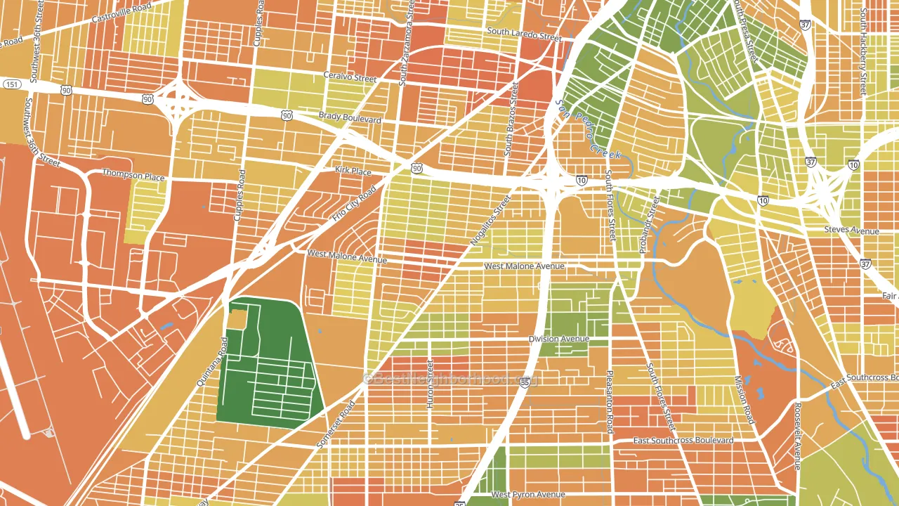 Palm Heights, San Antonio, TX block-group voter-turnout map