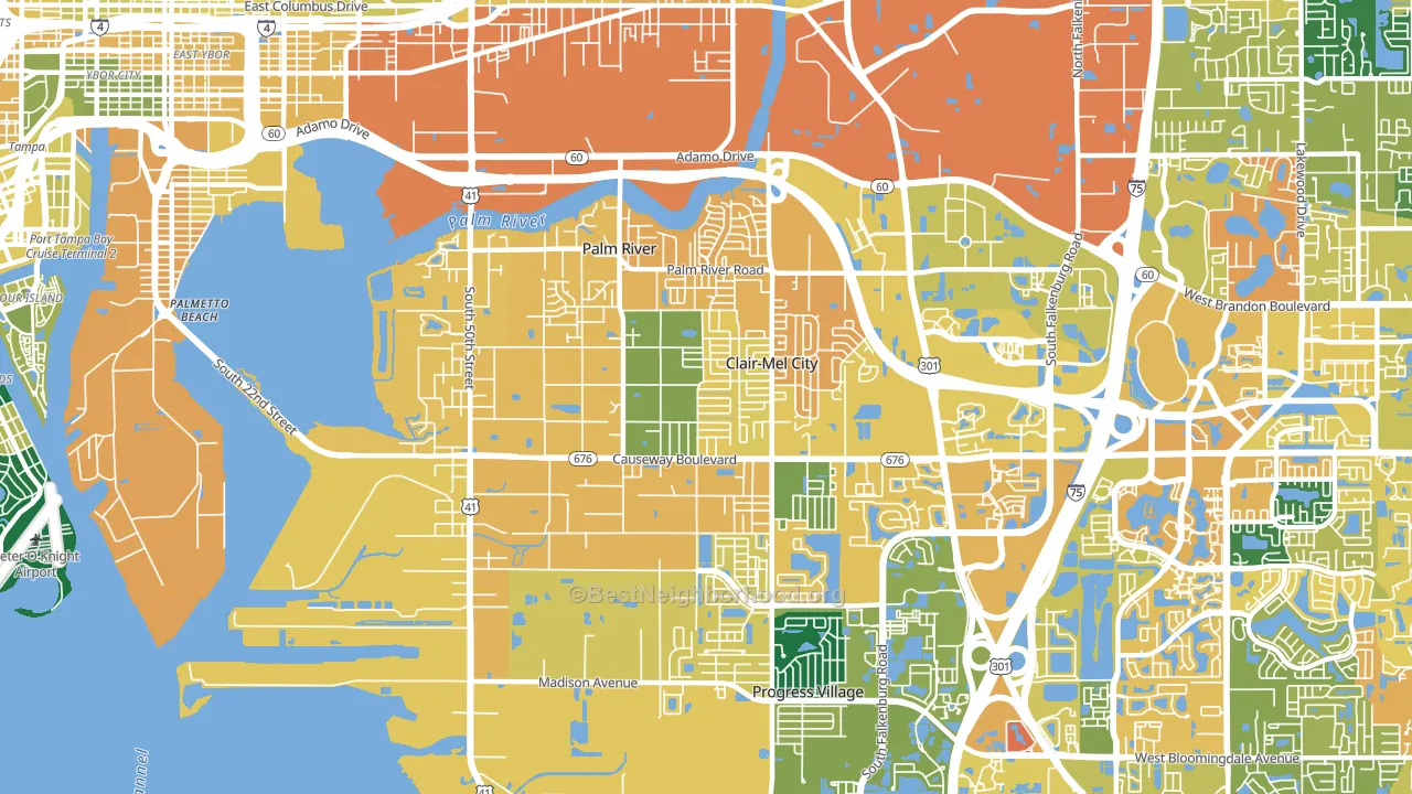 Palm River-Clair Mel, FL block-group voter-turnout map