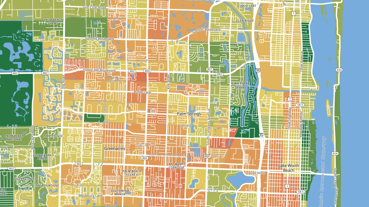 Palm Springs, FL block-group voter-turnout map