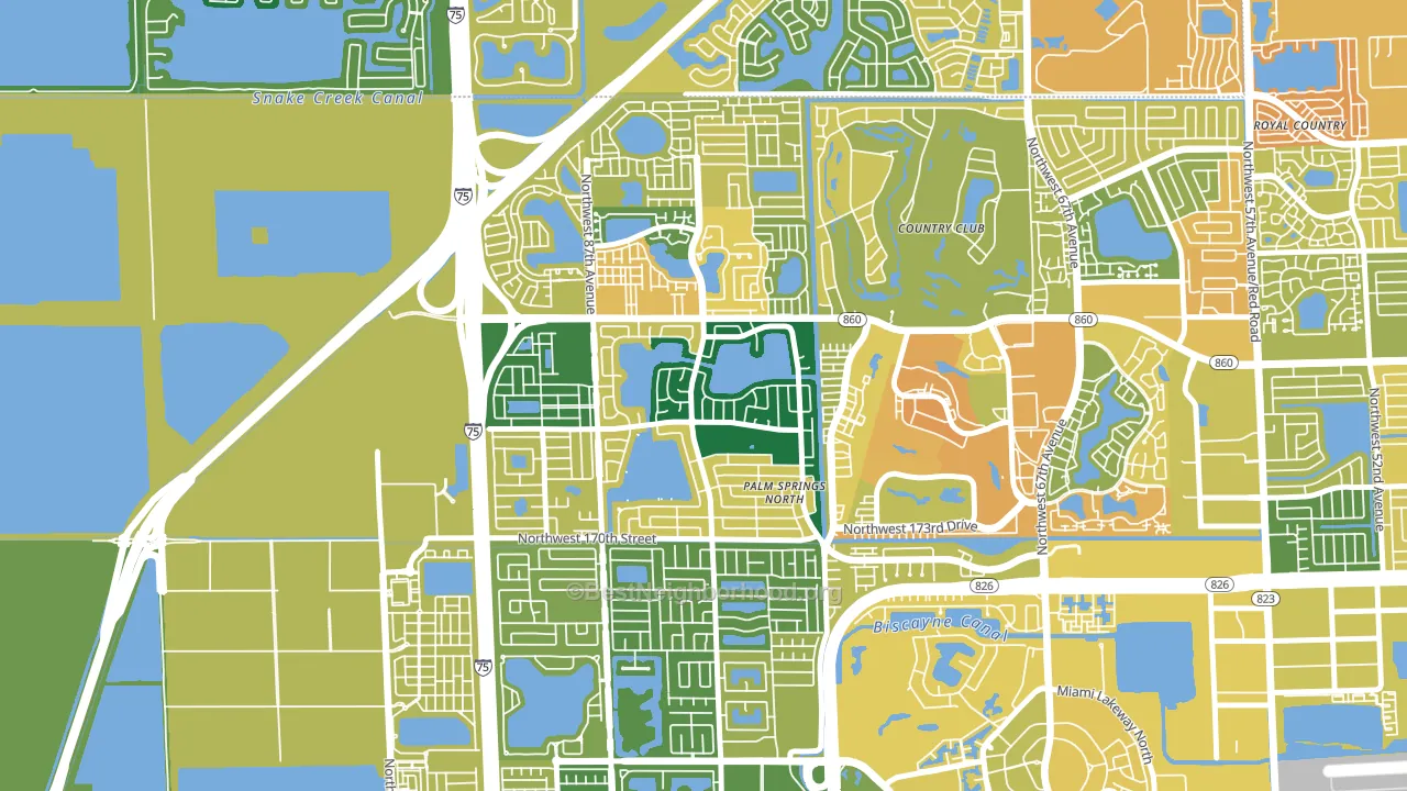 Palm Springs North, Hialeah, FL block-group voter-turnout map